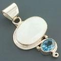 Sterling Silver Mother of Pearl Topaz Pendant (Indonesia)