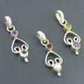 Sterling Silver Multi-gemstone Pendant (India)