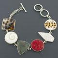 Mother of Pearl Coral Shell Silver Bracelet (Indonesia)