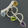 Blue Topaz Amethyst Peridot Silver Pendant (India)