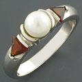 Freshwater Pearl Garnet Silver Ring (China)