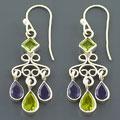 Sterling Silver Iolite and Peridot Earrings (India)