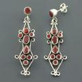 Long Garnet Sterling Silver Earrings (India)