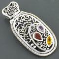 'Floating Petals' Tri-stone Silver Pendant (India)