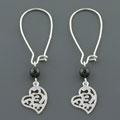 'I Heart You' Black Onyx Silver Earrings (China)