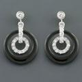 Black Onyx and CZ Silver Earrings (China)