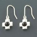 Black Onyx Silver Cross Earrings (China)