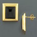 'Portrait' Black Onyx 14kt Gold-plated Silver Earrings (China)