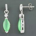 Green Chalcedony CZ Silver Earrings (China)