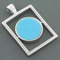 'Shapes' Turquoise Silver Pendant (China)