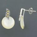 Silver 'Silent Moon' Mother of Pearl Earrings (China)