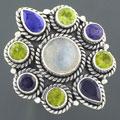 'Rainbow' Multi-gemstone Silver Ring (India)