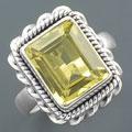 Square Lemon Topaz Sterling Silver Ring (India)