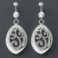 Silver Lacework Oval CZ Earring (China)