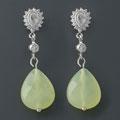 Chalcedony and CZ Silver Drop Earrings (China)