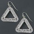 CZ Hammered Silver Triangle Earrings(China)