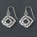Hammered Silver Diamond Shaped Earrings (China)