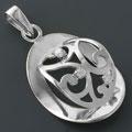 CZ and Silver Detailed Curved Pendant (China)