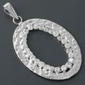 CZ Hammered Silver Oval Pendant (China)