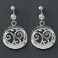 CZ Curved Silver Lacework Earrings (China)