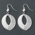 CZ Hammered Silver Almond Earrings (China)