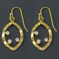 CZ Golden Silver Almond Earrings (China)