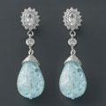 CZ and Blue Ice Glass Silver Earrings (China)