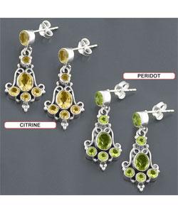 .925 Sterling Silver Multi-gemstone Earrings (India)