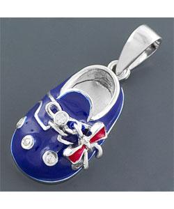 Enameled CZ Silver Shoe Pendant (Thailand)
