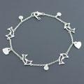 Dolphin Hearts CZ Silver Bracelet (Thailand)
