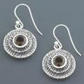 Ancient Disc Smokey Quartz Sterling Silver Earrings (India)