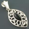 'Deep Black' Framed Onyx Silver Pendant (India)