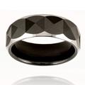 Black-plated Faceted Polished Tungsten Ring