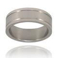 Grooved Brushed and Polished Titanium Ring