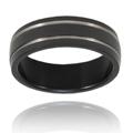 Titanium Blackplated Grooved Lines Ring