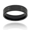 Black-Plated Grooved Polished Titanium Ring