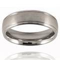 Grooved Brushed and Polished Tungsten Ring