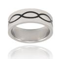 Polished Stainless Steel Ring with Black Lines