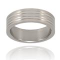 Grooved Brushed and Polished Stainless Steel Ring