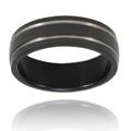 Black-plated Stainless Steel Ring with Lines
