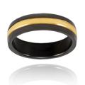 Black and Goldplated Polished Titanium Ring