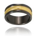 Gold and Black-plated Polished Titanium Ring
