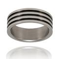 Grooved Polished Stainless Steel Ring with Lines