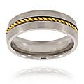 Brushed Titanium Goldplated Cable Inlay Ring