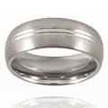 Tungsten Grooved Brushed and Polished Ring