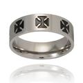 Brushed Titanium Ring with Black Crosses