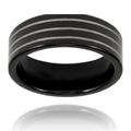 Black-plated Tungsten Carbide Ring with Lines