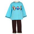 Picture Me Infant Girl's Blue Penguin Pants Set