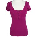 Three Dots Raspberry U-neck Henley