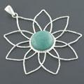 Crystal Cabochon Silver Flower Pendant (Italy)